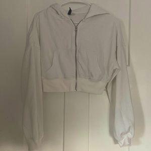 H&M White Mini Zip Up Hoodie